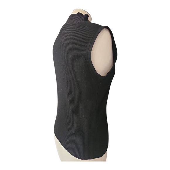 Joseph A. Qu'est-Cequecest Black Sleeveless Mock Neck Top Size L | Rayon Nylon - Picture 3 of 7